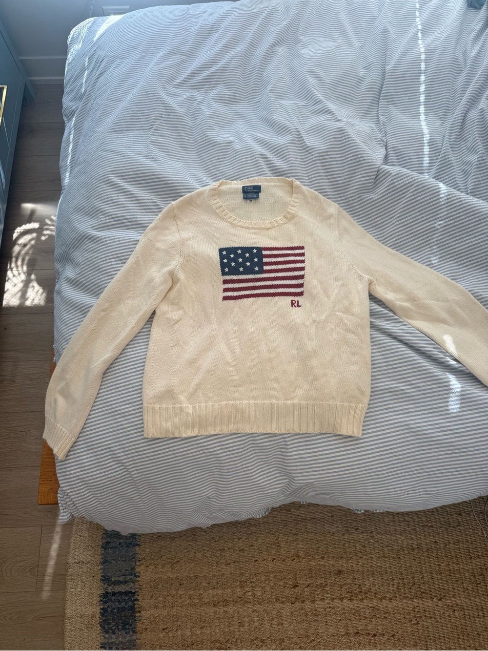 Women’s Ralph Lauren Polo off white cotton flag sweater - Picture 2 of 3